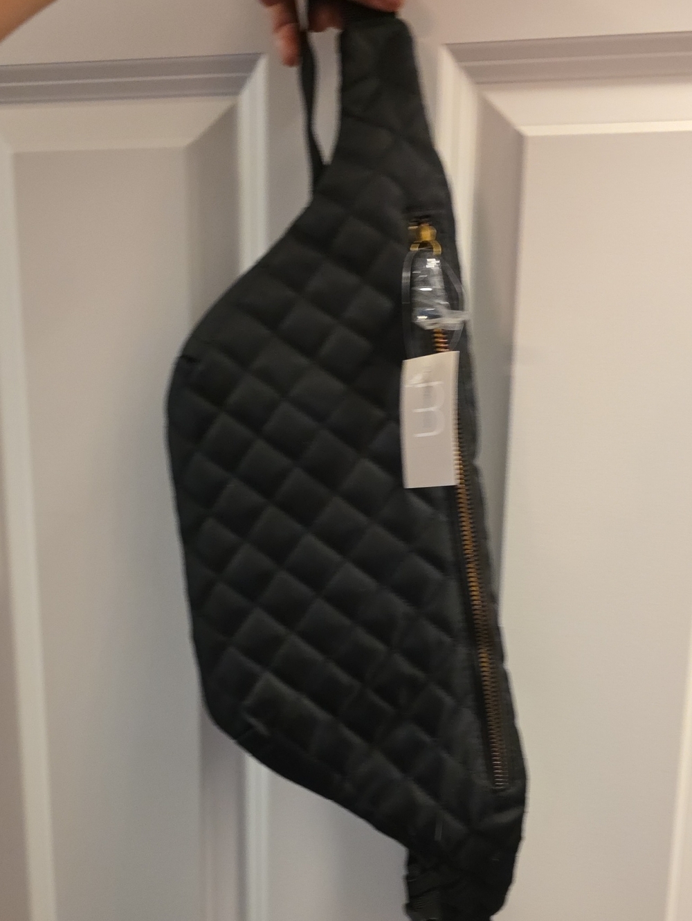 Maurices Quilted Black Crossbody Bag with Gold Zipper
